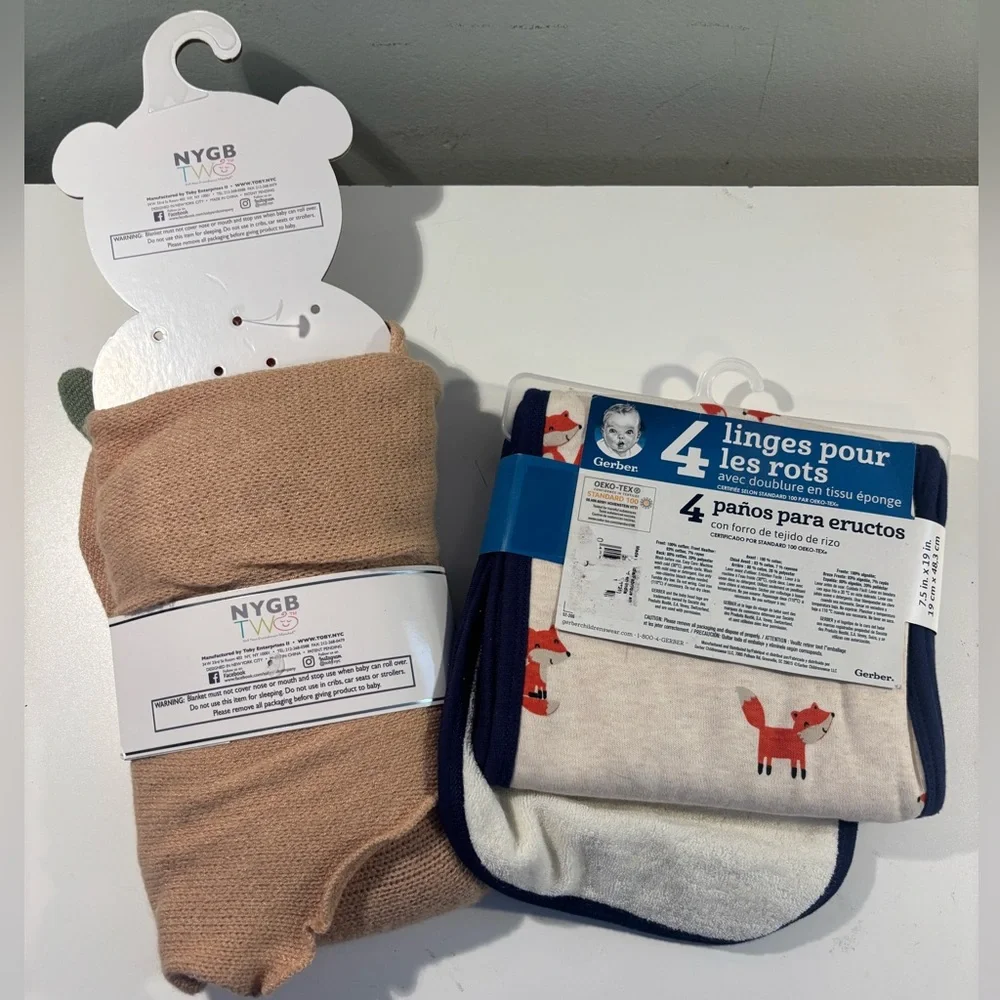 NEW Fall Baby Gift Bundle - Turkey Wrap Hat Set and Burp Cloths